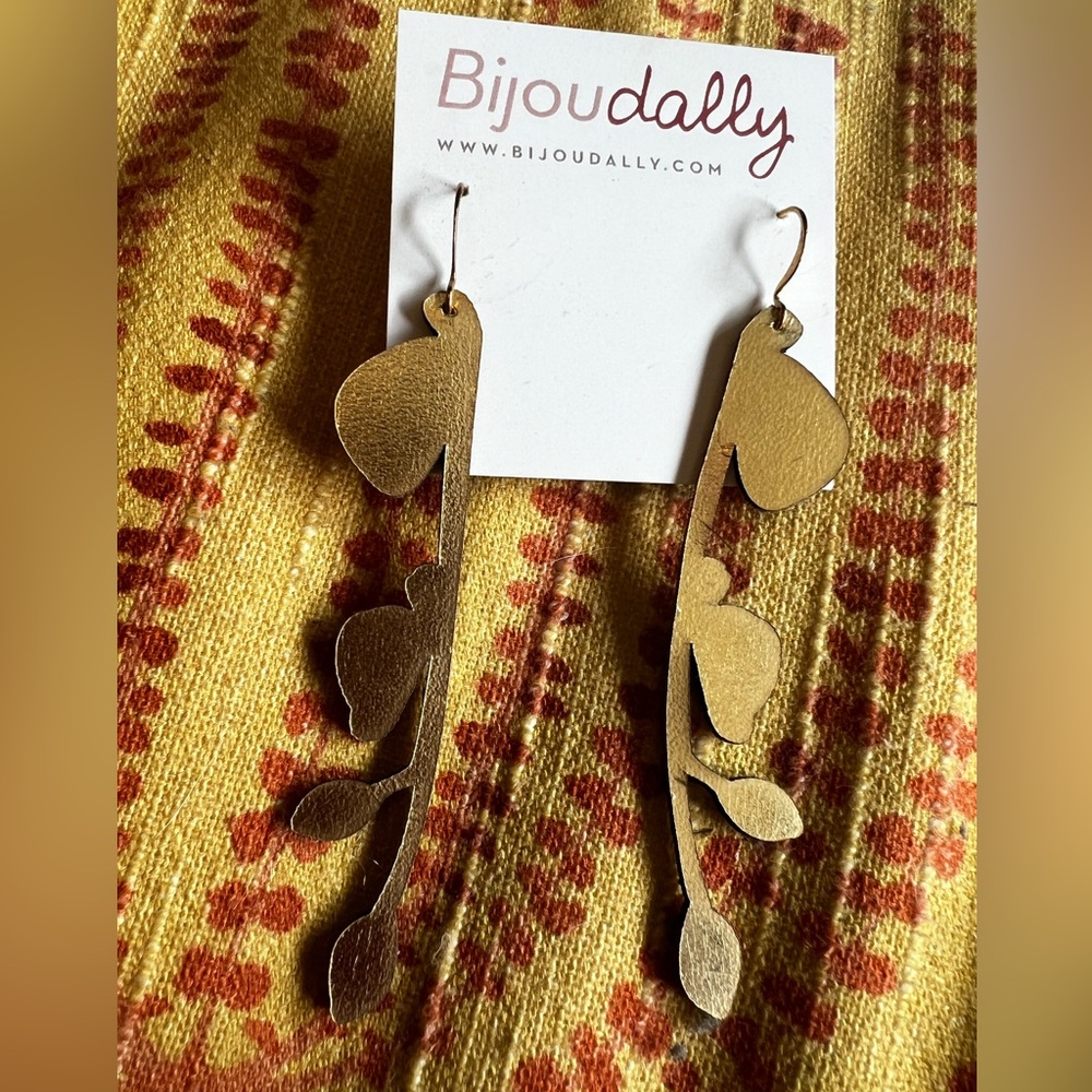 Metallic Gold Leather Earrings